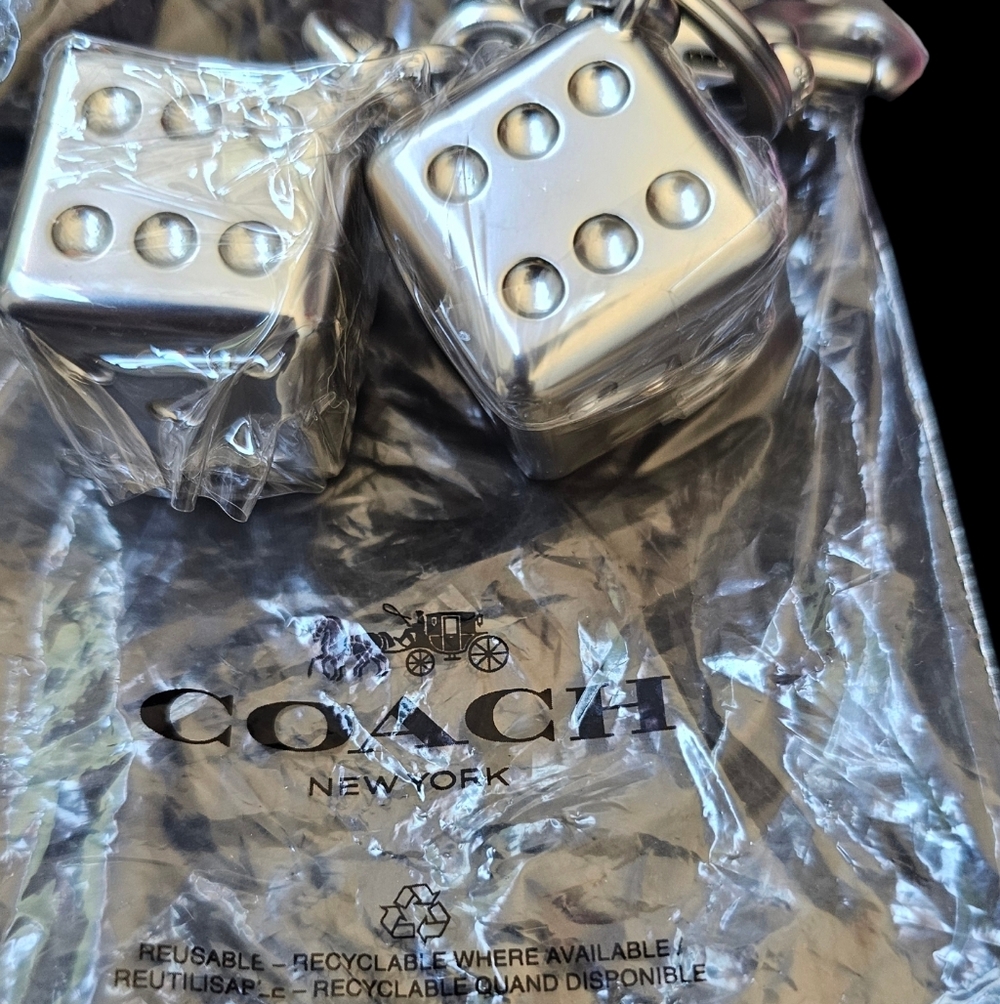 Coach Silver Dice Keychain/Bag Charm